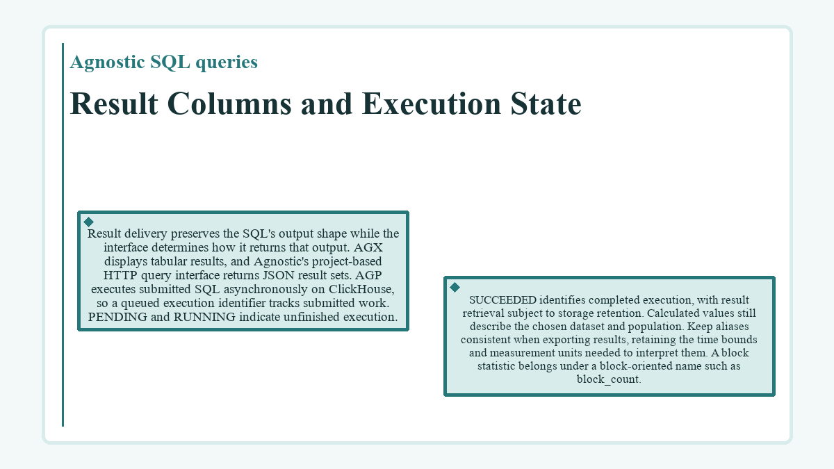 Agnostic SQL queries - Result Columns and Execution State - illustration
